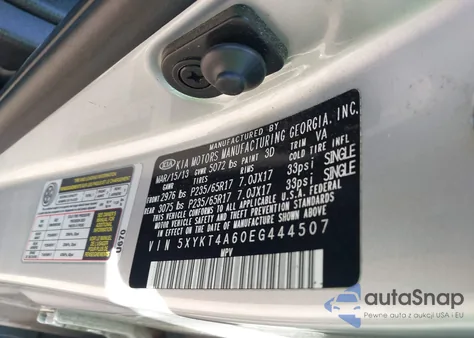 2014 Kia Sorento Lx из США, поврежденный, VIN 5XYKT4A60EG444507